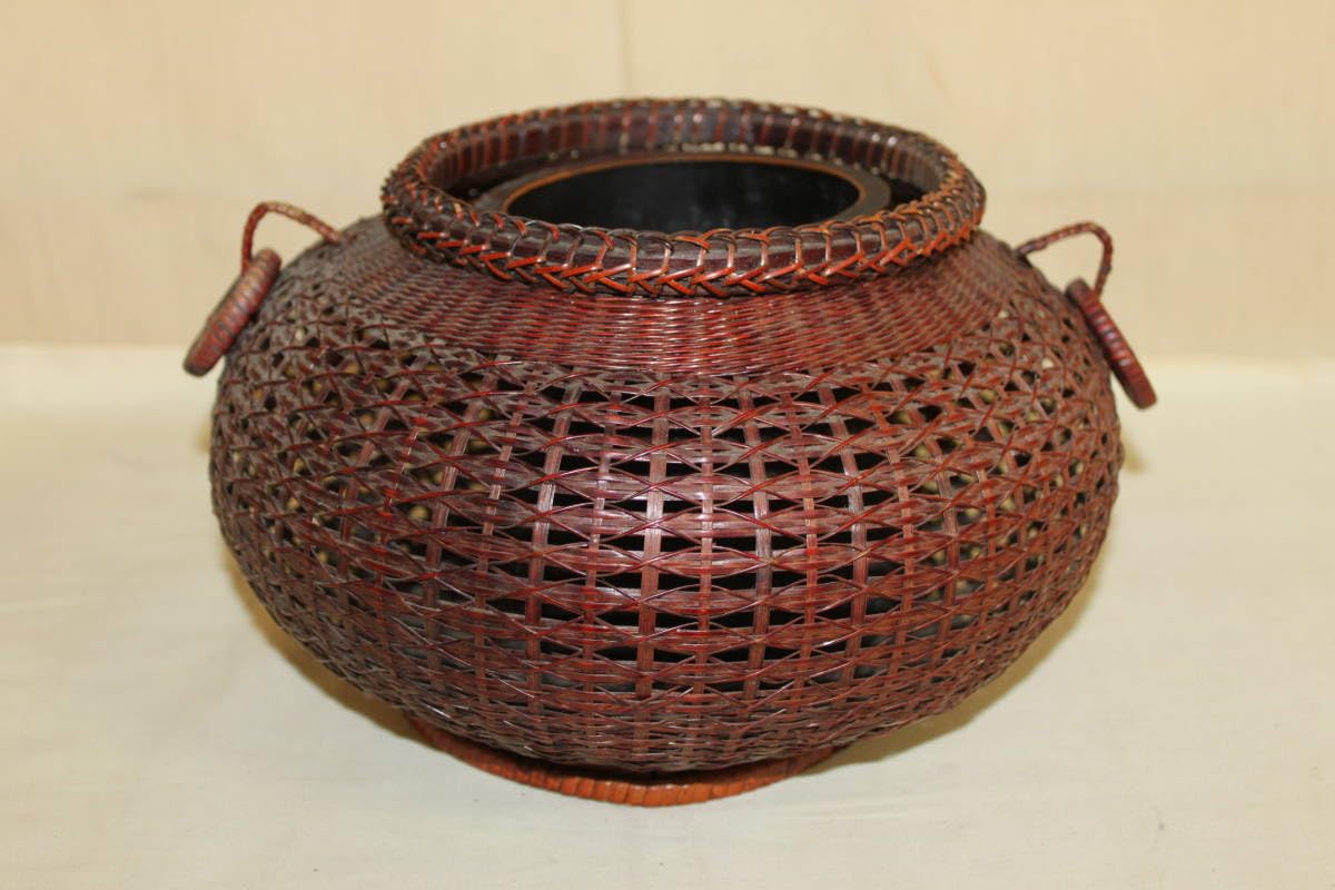 竹籠 花籠 花入れ 花器 竹細工 華道 茶道具 和風 レトロ 宝山 竹籠 花籠 花入れ かご 花器 置物 竹細工 華道 茶道具 和風